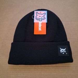 Black Bobcat Beanie Hat Adult OSFM